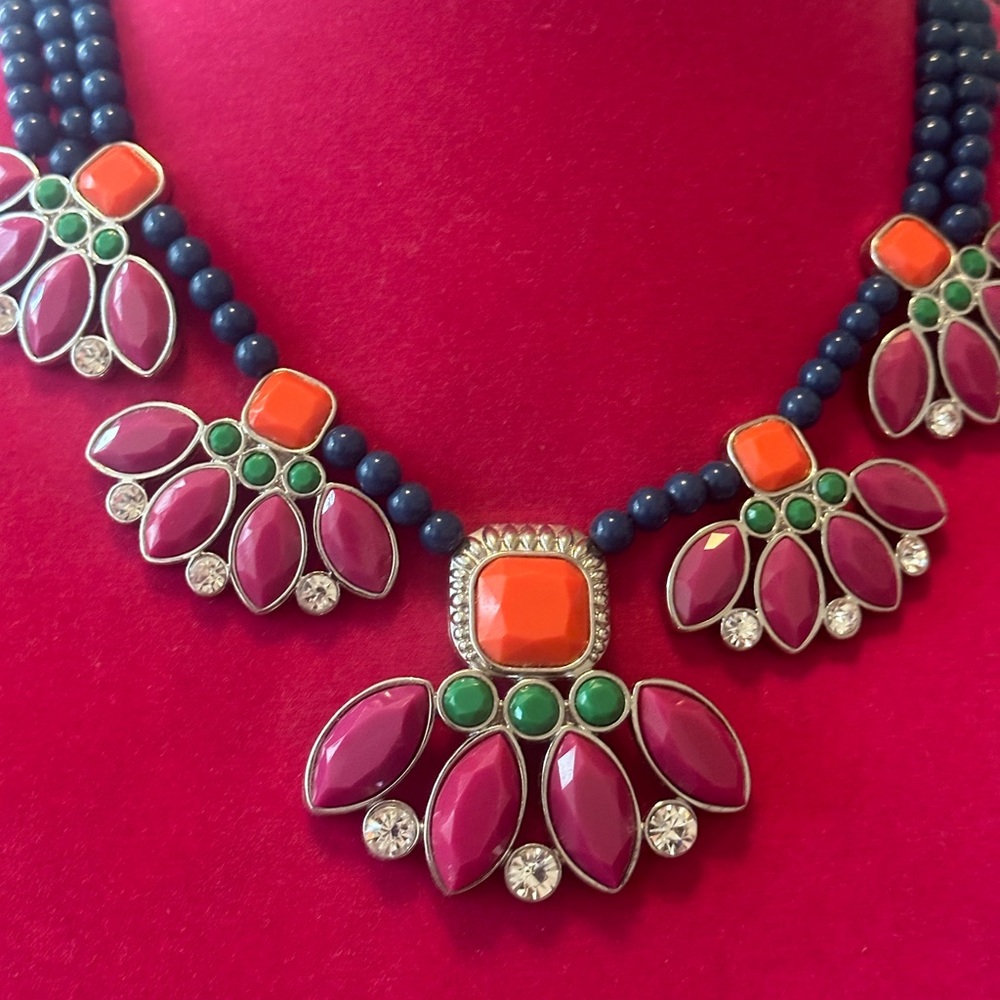 LIA SOPHIA Retired NECKLACE Adjustable CHOKER Faux Colored BEADS Faceted UNIQUE